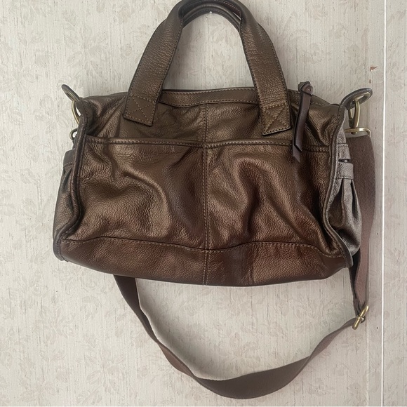 Fossil Metallic Brown  Leather Crossbody Bag - Picture 5 of 14